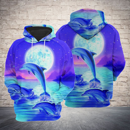 Lovely Dolphin Night G5612 - All Over Print Unisex Hoodie