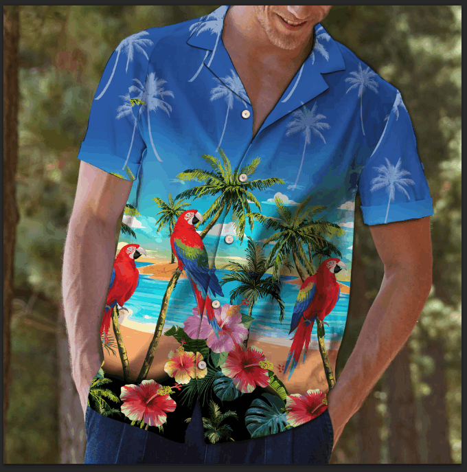 Men's Hawaiian Shirt- Two Palms - Blue Hawaii -Sky Blue