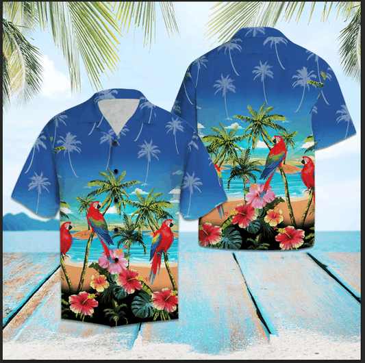 Parrot Ocean Palm Tree G5630 - Hawaii Shirt