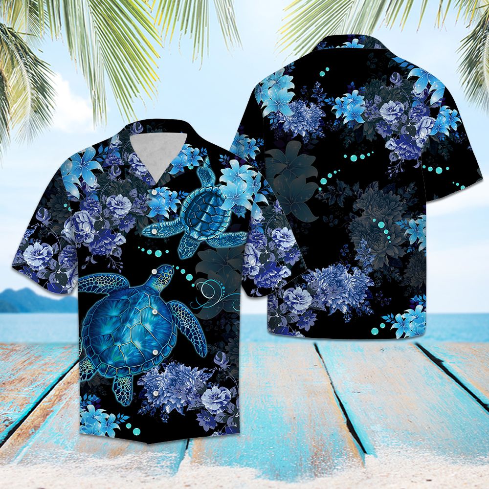 Blue Turtle Flower G5630 - Hawaii Shirt