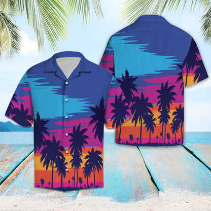 Evening on the beach with palm trees H30616 - Hawaii Shirt