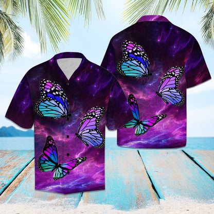 Butterfly Purple Light T0107 - Hawaii Shirt