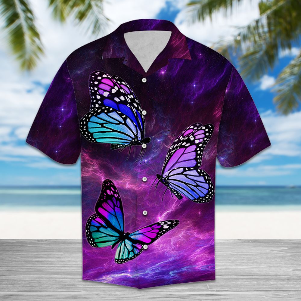 Butterfly Purple Light T0107 - Hawaii Shirt