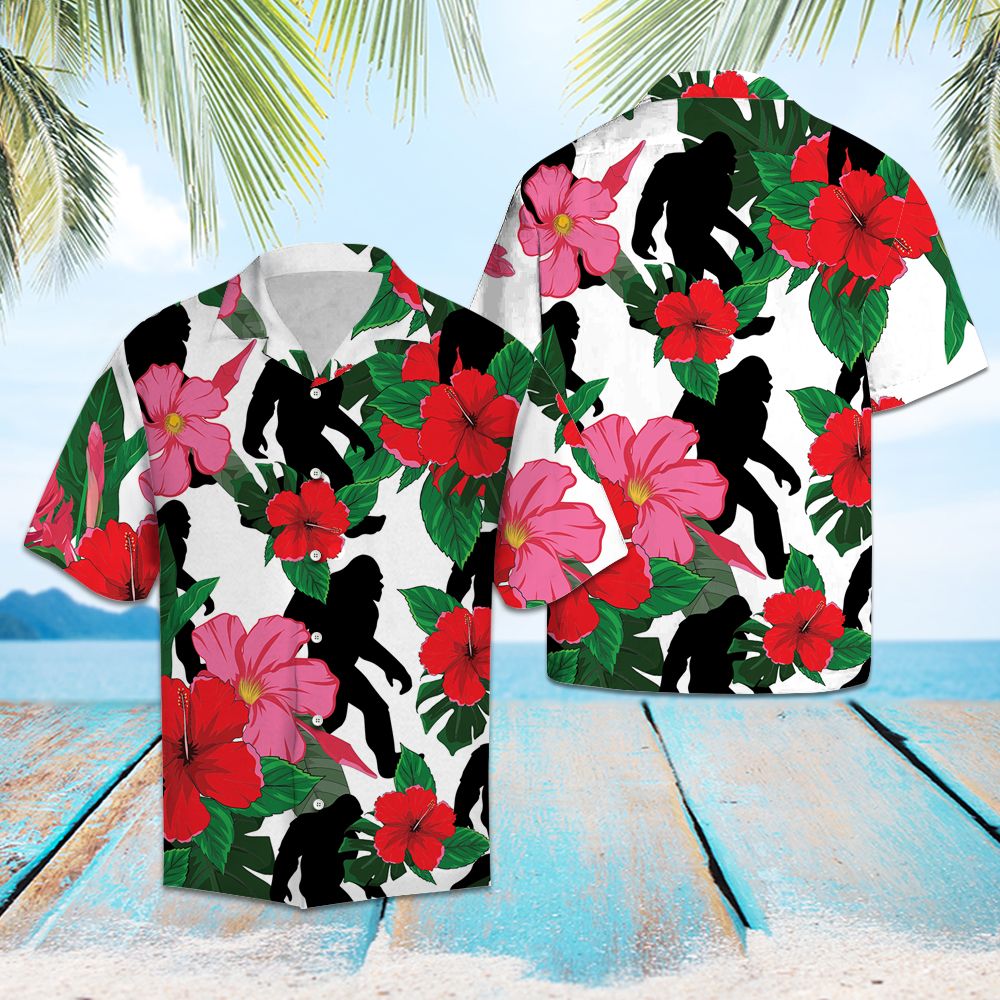 Bigfoot and Hibiscus D0107 - Hawaii Shirt