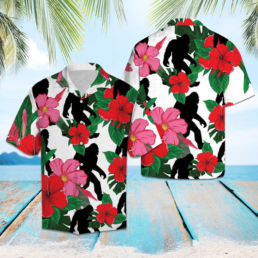 Bigfoot and Hibiscus D0107 - Hawaii Shirt