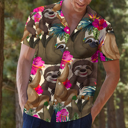 Sloth Hibiscus Flower T0207 - Hawaii Shirt