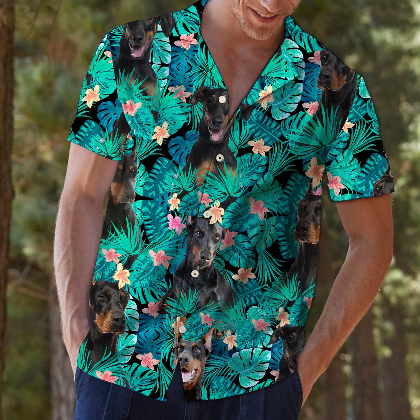 Doberman Pinscher Tropical T0207 - Hawaii Shirt