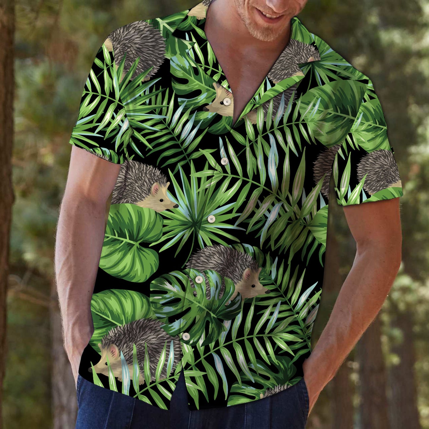 Hedgehog Green Tropical G5703 - Hawaii Shirt