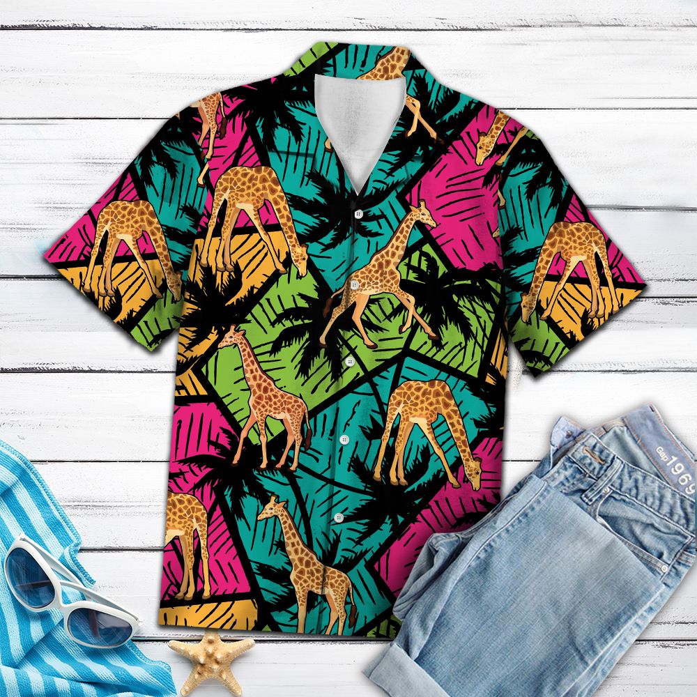 Giraffe Coconut Palm Tree G5703 - Hawaii Shirt