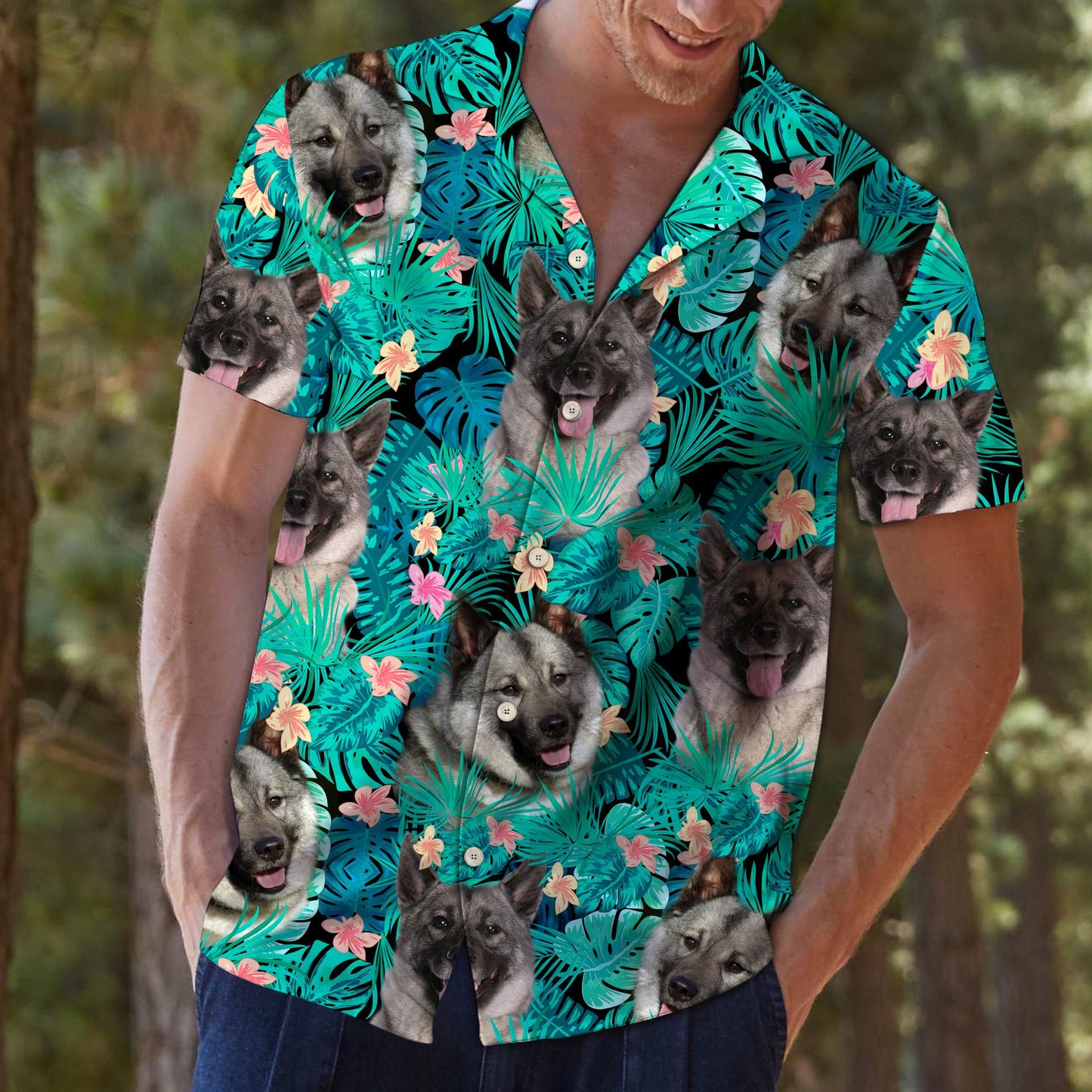 Norwegian Elkhound Tropical T0307 - Hawaii Shirt