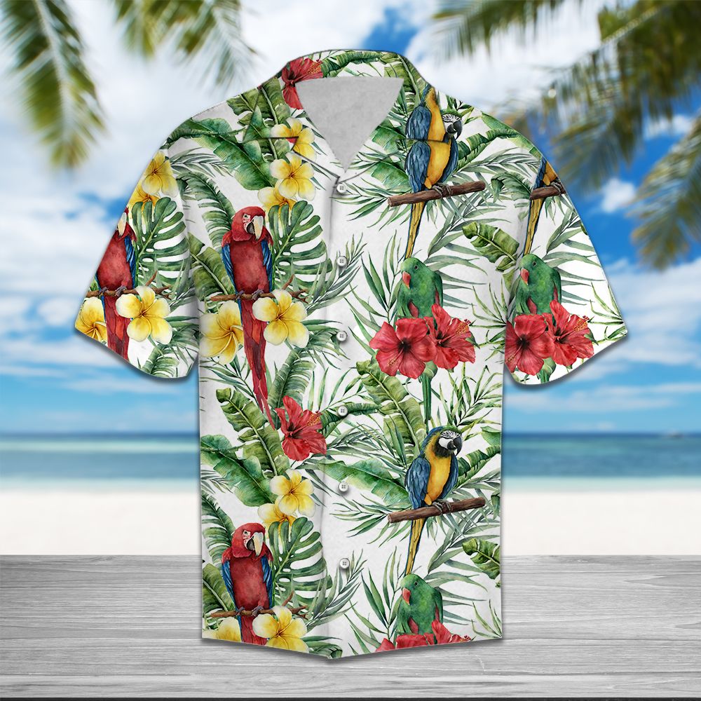 Parrot Hibiscus Flowers Tropical T0307 - Hawaii Shirt