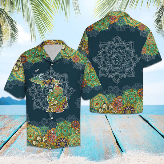 Michigan Floral Mandala G5703 - Hawaii Shirt