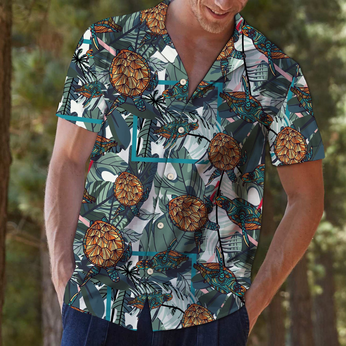 Turtle Tropical Leaves T0307 - Hawaii Shirt