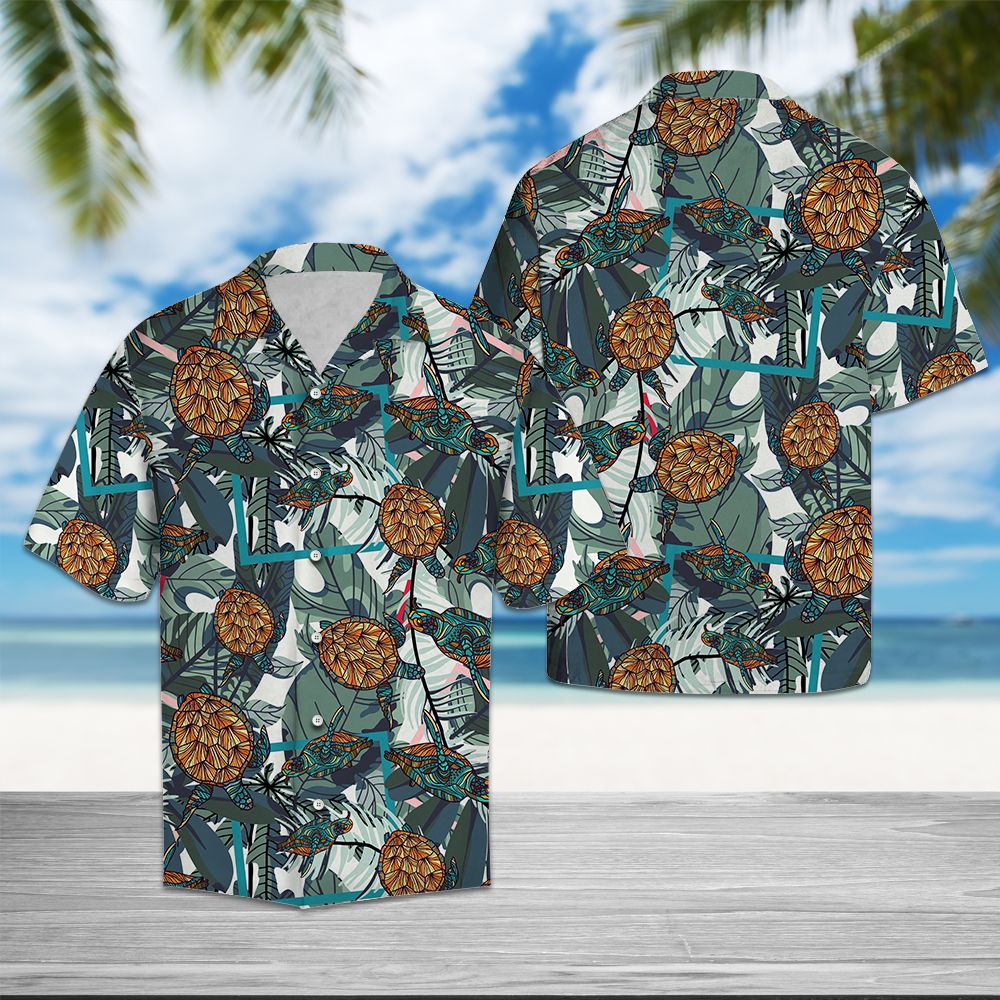 Turtle Tropical Leaves T0307 - Hawaii Shirt