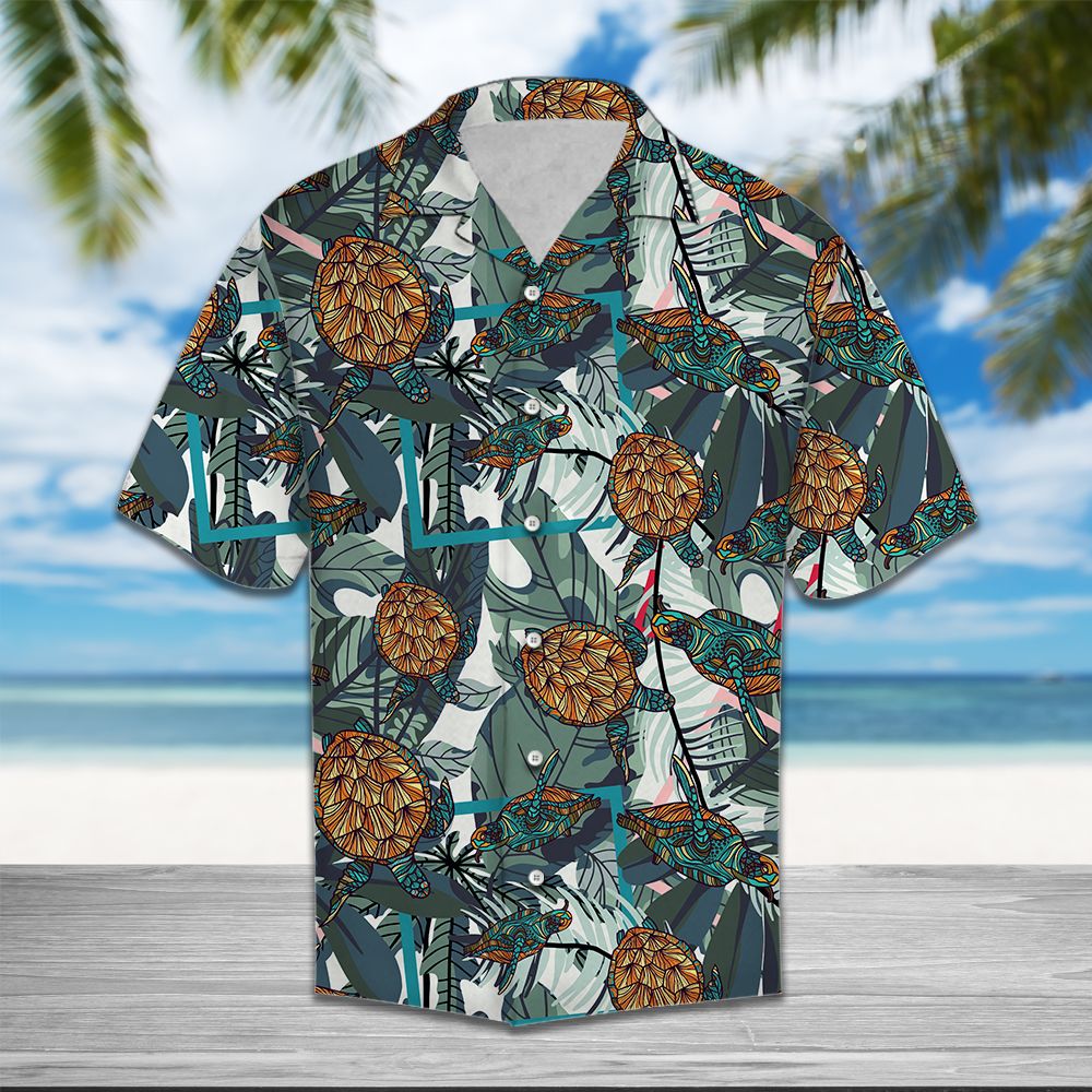 Turtle Tropical Leaves T0307 - Hawaii Shirt
