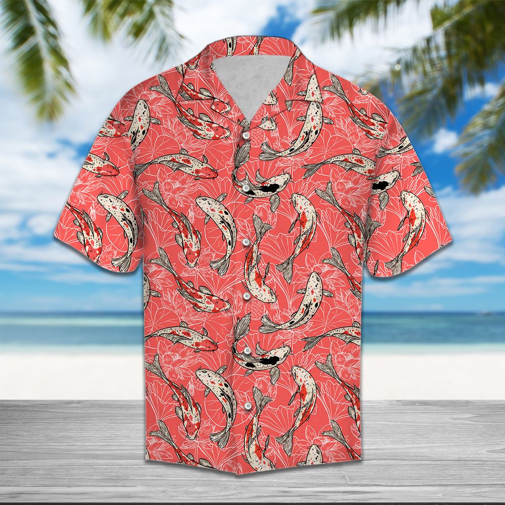 Koi Fish Flower T0307 - Hawaii Shirt