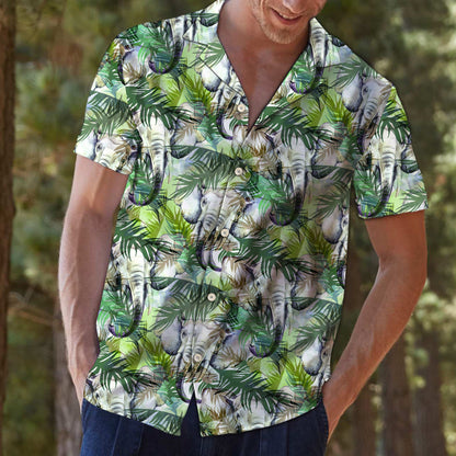 Elephant Tropical Palm Leaves T0307 - Hawaii Shirt