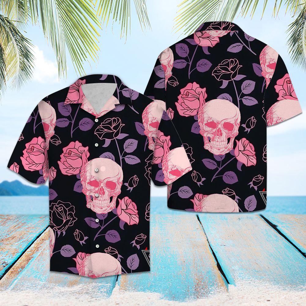 Pinky Skull Flower G5703 - Hawaii Shirt