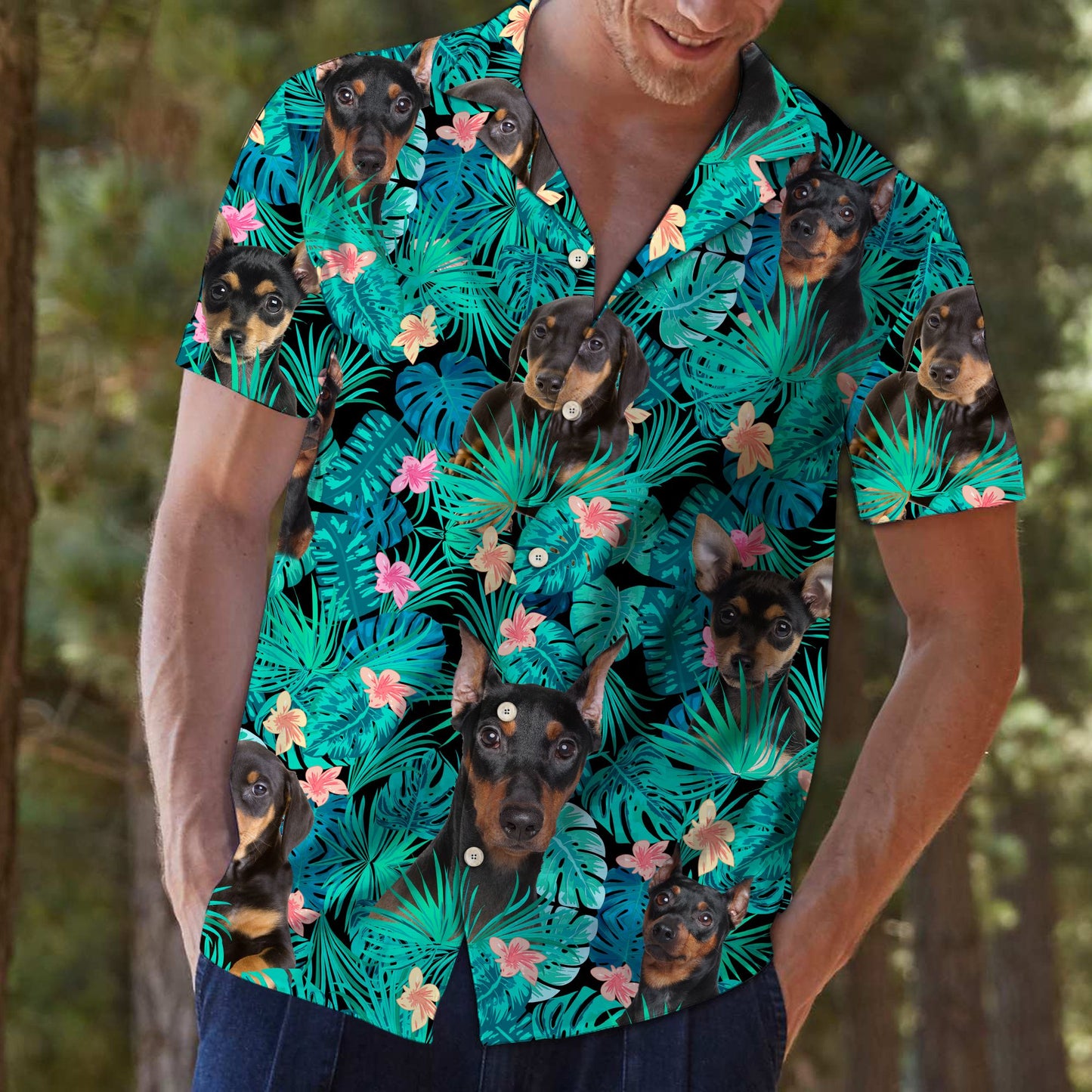 German Pinscher Tropical T0307 - Hawaii Shirt