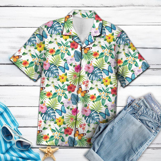 Butterfly Hibiscus Flower T0607 - Hawaii Shirt