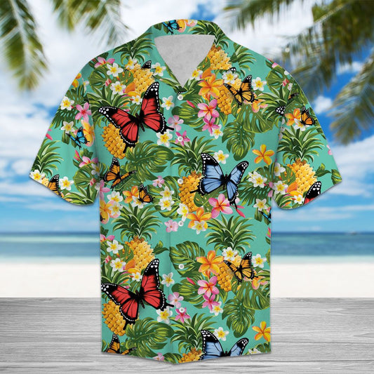 Tropical Pineapple Butterfly H67020 - Hawaii Shirt