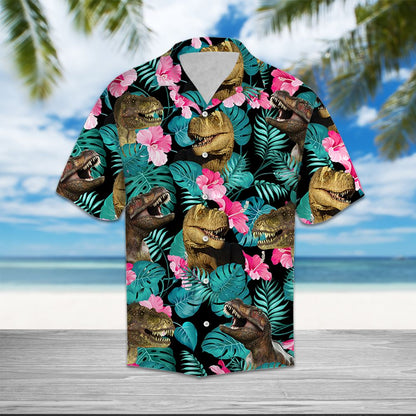 T-rex Jungle Palm T0607 - Hawaii Shirt