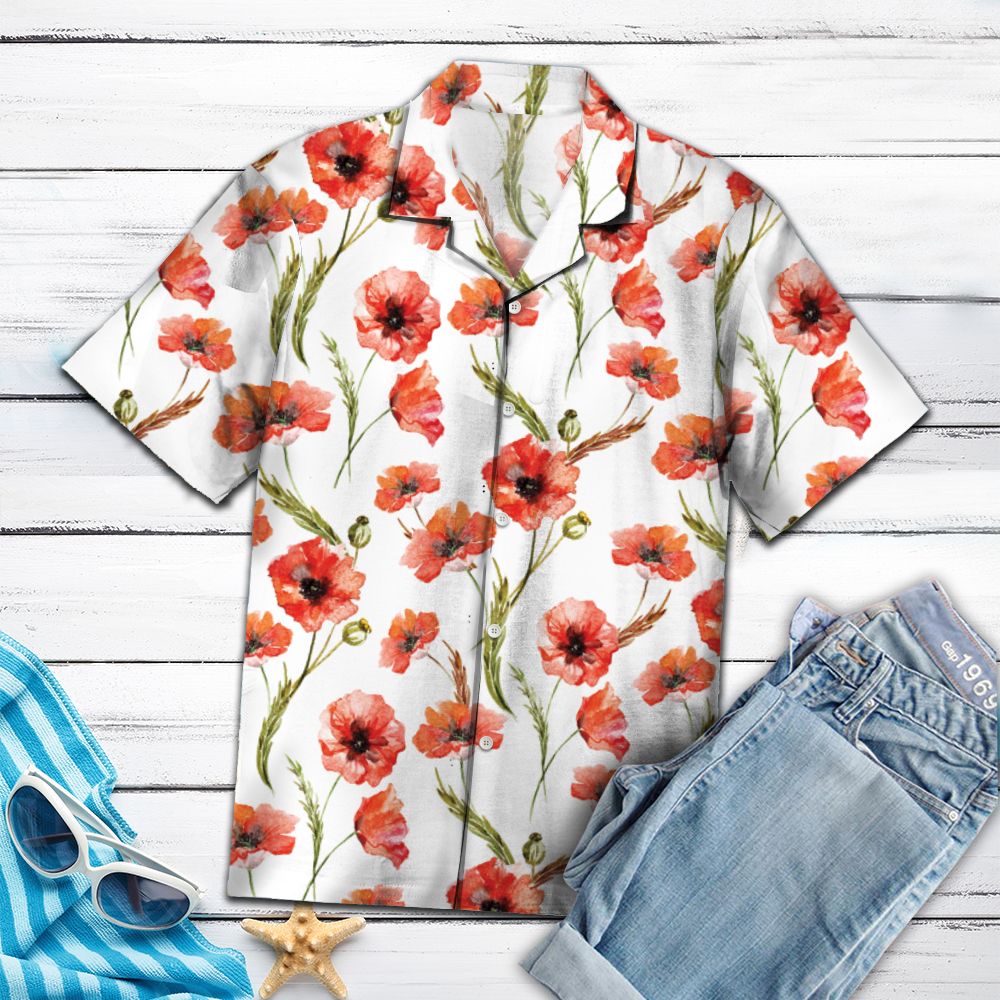 Amazing Red Poppy H67213 - Hawaii Shirt