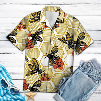 Honey Bee Hexagon G5707 - Hawaii Shirt