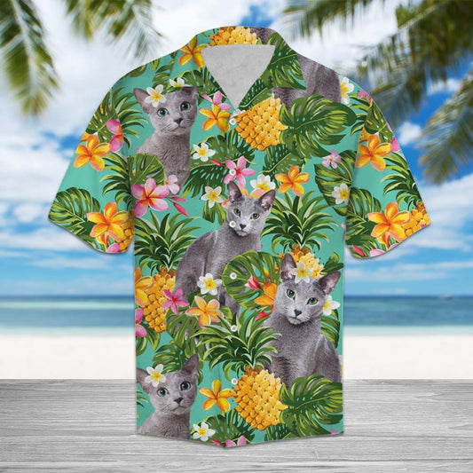 Tropical Pineapple Russian Blue H67086 - Hawaii Shirt