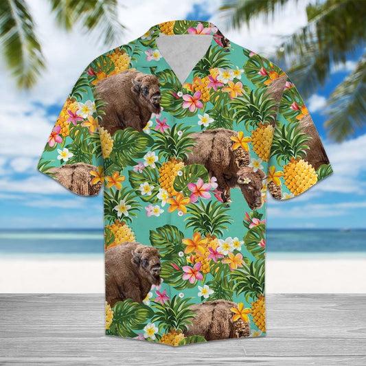 Tropical Pineapple Bison H77005 - Hawaii Shirt