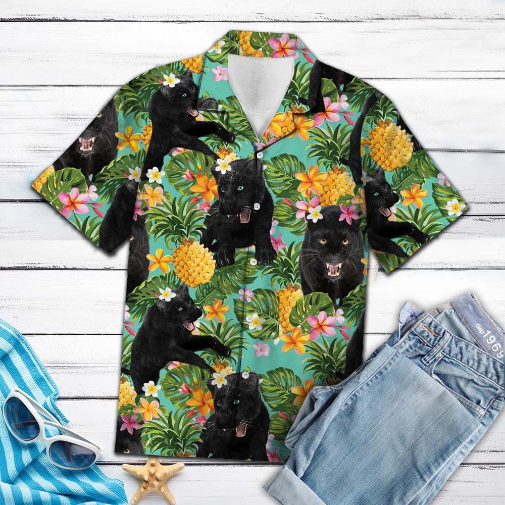 Tropical Pineapple Panther H77006 - Hawaii Shirt