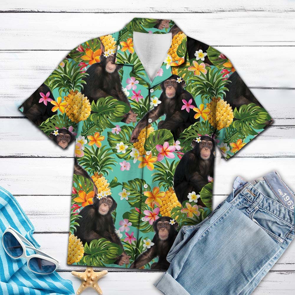 Tropical Pineapple Chimpanzee H77009 - Hawaii Shirt