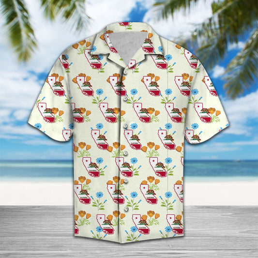 Floral California Poppy and Chicory H77021 - Hawaii Shirt