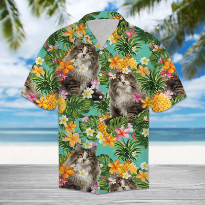 Tropical Pineapple Norwegian Forest cat H77028 - Hawaii Shirt