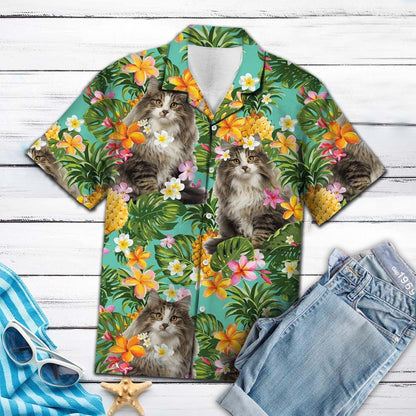 Tropical Pineapple Norwegian Forest cat H77028 - Hawaii Shirt