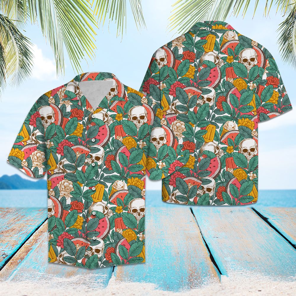 Skull Watermelon Tropical T0807 - Hawaii Shirt