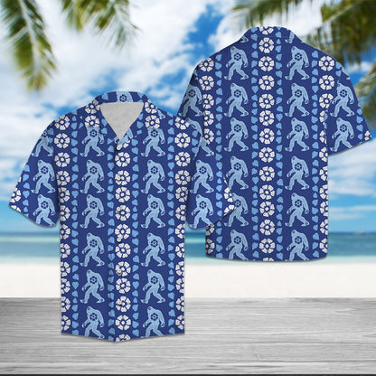 Bigfoot Blue Floral T0807 - Hawaii Shirt