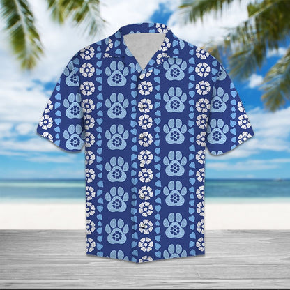 Paw Blue Floral T0807 - Hawaii Shirt