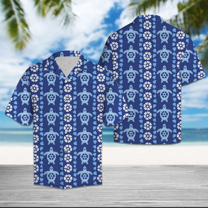 Turtle Blue Floral T0807 - Hawaii Shirt