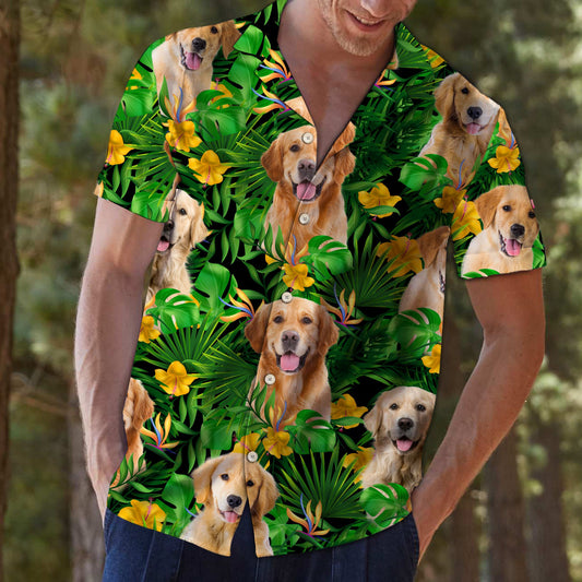 Golden Retriever Tropical Wild Flower T0807 - Hawaii Shirt