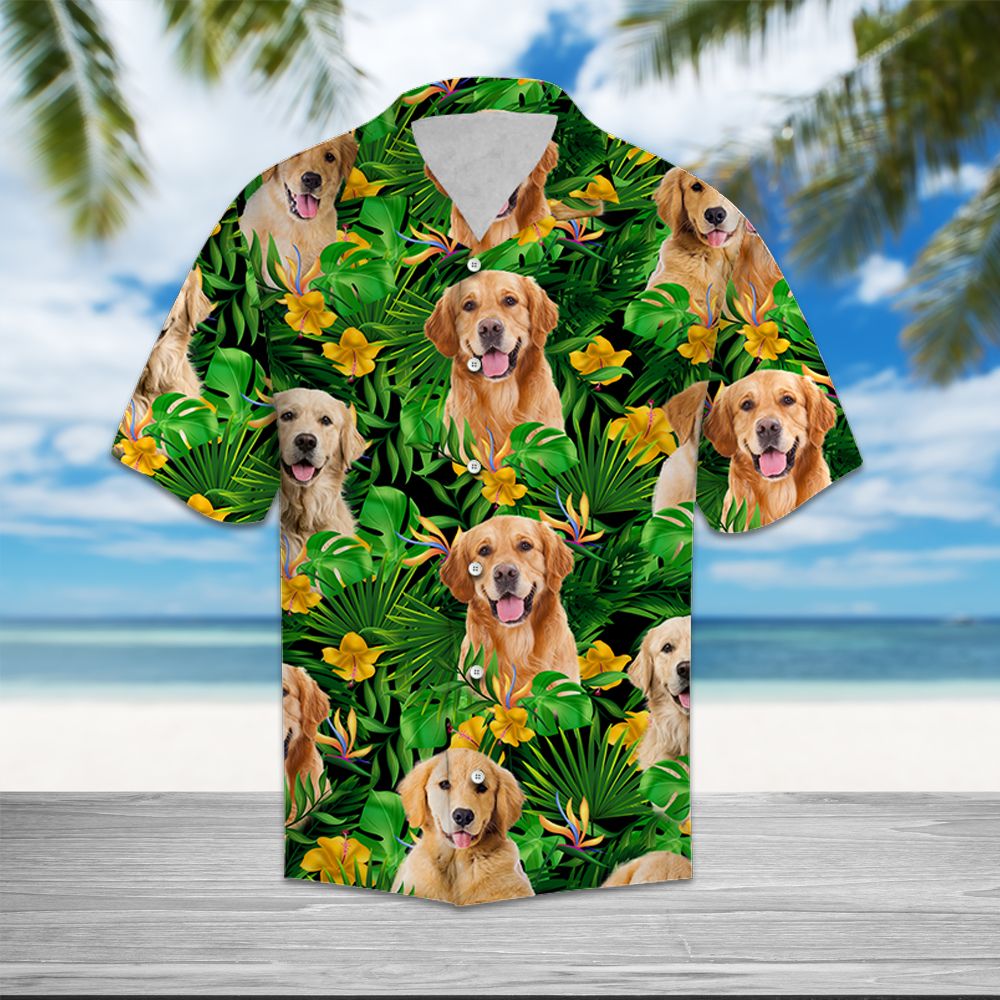 Golden Retriever Tropical Wild Flower T0807 - Hawaii Shirt