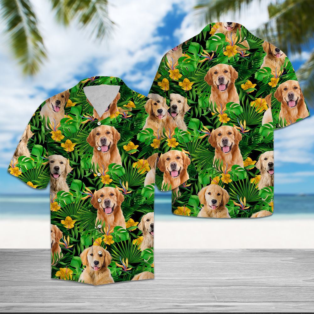 Golden retriever hotsell hawaiian shirt