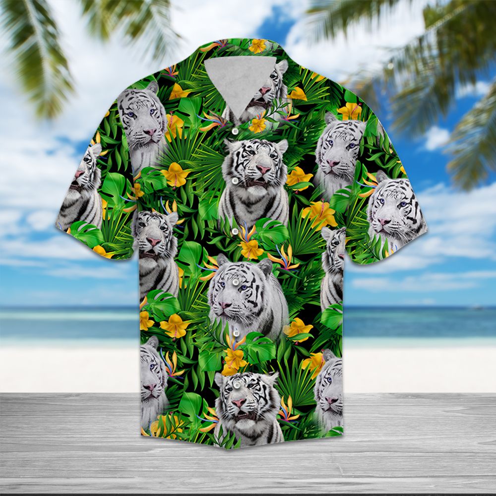 White Tiger Tropical Wild Flower T0807 - Hawaii Shirt