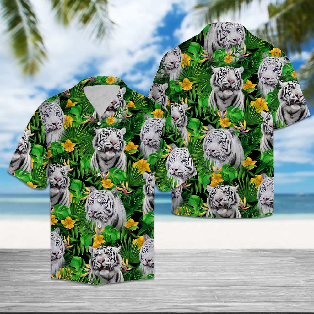 White Tiger Tropical Wild Flower T0807 - Hawaii Shirt