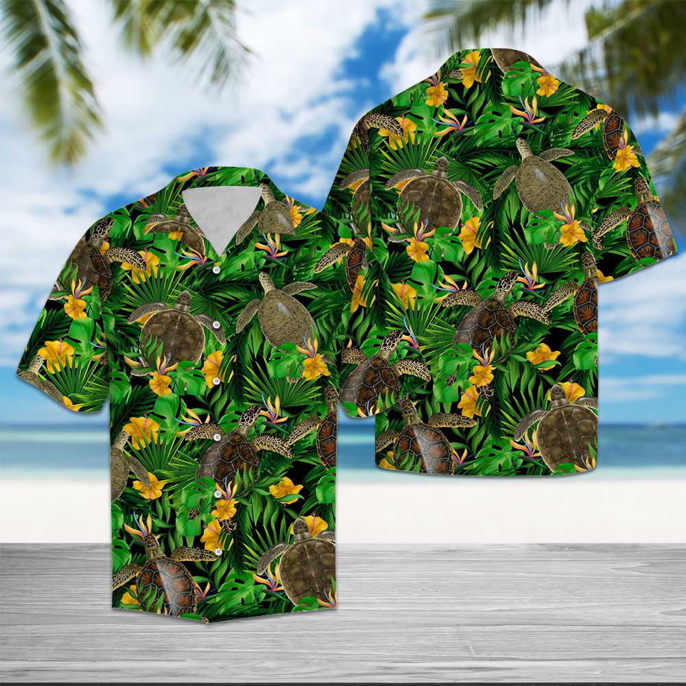 Turtle Tropical Wild Flower T0807 - Hawaii Shirt