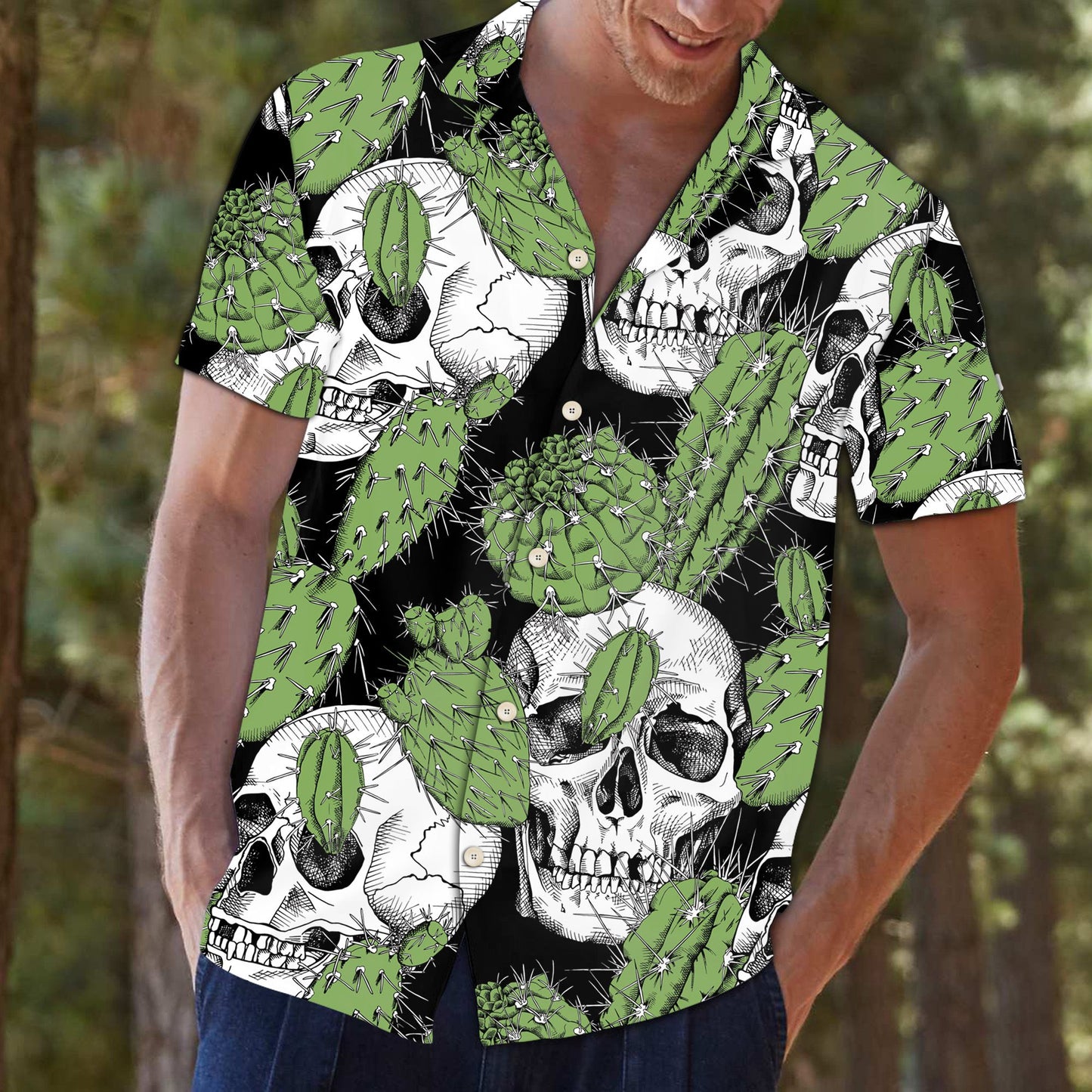 Skull and Cactus D0807 - Hawaii Shirt
