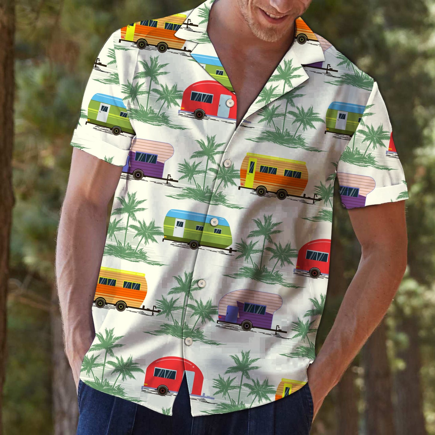 Caravan Green Palm Trees T0807 - Hawaii Shirt