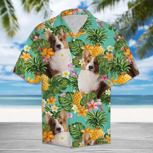 Tropical Pineapple Cardigan Welsh Corgi H87006 - Hawaii Shirt