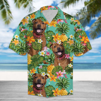 Tropical Pineapple Staffordshire Bull Terrier H87007 - Hawaii Shirt