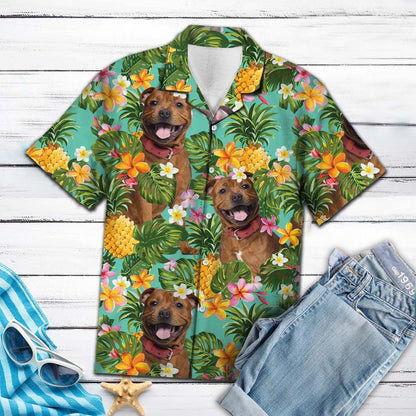 Tropical Pineapple Staffordshire Bull Terrier H87007 - Hawaii Shirt